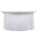 6ft White Wavy Spandex Fitted Round 1-Piece Tablecloth Table Skirt, Stretchy Table Cover#whtbkgd