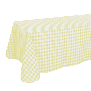 90"x156" White Yellow Seamless Buffalo Plaid Rectangle Tablecloth, Checkered Polyester Tablecloth