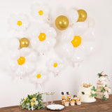 Set of 10 | White Daisy Flower-Shaped Mylar Foil Balloons
