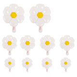 Set of 10 | White Daisy Flower-Shaped Mylar Foil Balloons