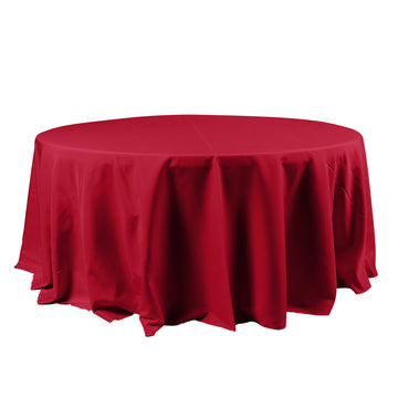 120" Wine Seamless Polyester Round Tablecloth for 5 Foot Table With Floor-Length Drop