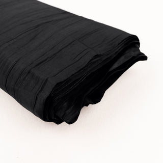 Black Accordion Crinkle Taffeta Fabric Bolt for Elegant Event Decor
