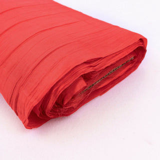 Vibrant Red Accordion Crinkle Taffeta Fabric Bolt