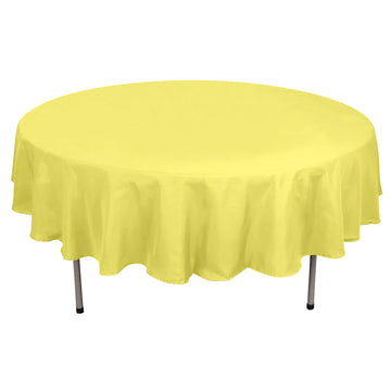 90" Yellow Seamless Polyester Round Tablecloth