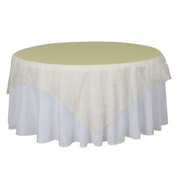90"x90" Yellow Sheer Organza Square Table Overlay