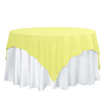 70"x70" Yellow Square Seamless Polyester Table Overlay