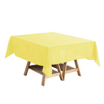 Yellow Polyester Square Tablecloth, 54"x54" Table Overlay