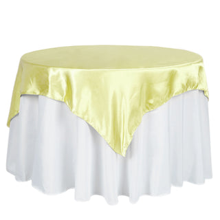 Yellow Satin Table Overlay for Stunning Event Décor