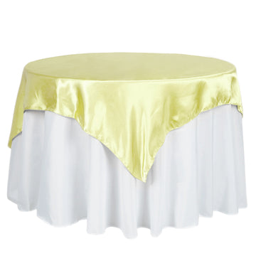 60"x60" Yellow Square Smooth Satin Table Overlay