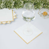 50 Pack | 2 Ply Soft White With Gold Foil Edge Dinner Paper Napkins