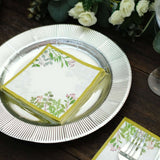 10Inch White Tropical Greenery Soft 2-Ply Paper Dinner Napkins, Eucalyptus Disposable Napkins