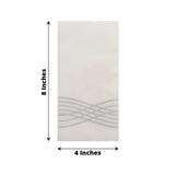 White / Silver Airlaid Soft Linen-Feel Paper Dinner Napkins, Disposable Hand Towels - Wave Design