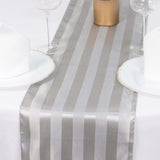 12x108inch Silver Satin Stripe Table Runner, Elegant Tablecloth Runner