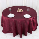 132inch Burgundy Accordion Crinkle Taffeta Seamless Round Tablecloth