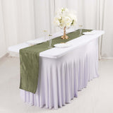 12x108inch Dusty Sage Green Accordion Crinkle Taffeta Linen Table Runner