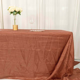 Terracotta (Rust) Accordion Crinkle Taffeta Seamless Rectangular Tablecloth - 90x156inch