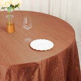 132inch Terracotta Accordion Crinkle Taffeta Seamless Round Tablecloth