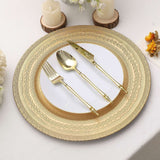 6 Pack | 13inch Gold Rustic Lace Embossed Acrylic Plastic Charger Plates