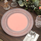 6 Pack | 13inch Blush Rose Gold Boho Lace Embossed Acrylic Plastic Charger Plates