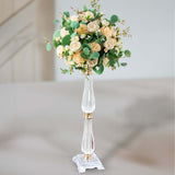 24inch Gold / Clear Acrylic Crystal Pillar Candle Stand Table Centerpiece