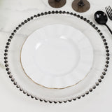 6 Pack 13inch Clear Acrylic Plastic Charger Plates With Black Beaded Rim