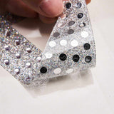 8 Inch Silver Decorative Rhinestone Alphabet Letter Stickers DIY Crafts - W