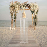 48inch Heavy Duty Acrylic Flower Pedestal Stand with Hanging Crystal Beads