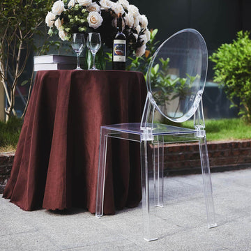 Acrylic Ghost Chair with Oval Back for Banquet Use Clear - Sleek Transparent Armless Accent Chair for Weddings & Gatherings