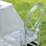 Stackable Clear Acrylic Phoenix Chiavari Ghost Chair, Transparent Resin Armless Oval Back