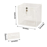 Clear Acrylic Wedding Card Box With Lock, Key & Thank You Sign Stand