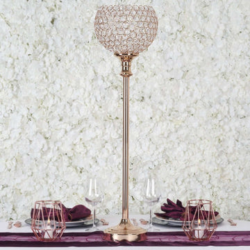 Acrylic Votive Candle Holder Crystal Goblet Design Gold - Table Centerpiece for Weddings 37"