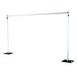 12ft Silver Aluminum Adjustable Backdrop Stand with Heavy Steel Base Plate, DIY Pipe and Drape Photo