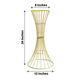 24inch Tall Gold Metal Wire Hourglass Flower Frame Stand, Open Frame Reversible Trumpet