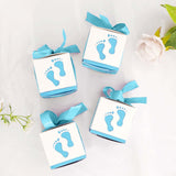 25 Pack | 2inch Blue Footprint Baby Shower Party Favor Candy Gift Boxes