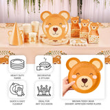 25 Pack Brown Teddy Bear Dessert Salad Paper Plates, 7inch Round Animal Eco-Friendly Baby Shower 