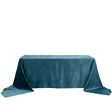 90Inchx156Inch Peacock Teal Seamless Premium Velvet Rectangle Tablecloth, Reusable Linen