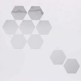 12 Pack | 10Inch Hexagon Mirror Wall Stickers, Acrylic Removable Wall Decals For Home Decor