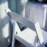 White Resin Folding Chair With Vinyl Padded Seat For Weddings