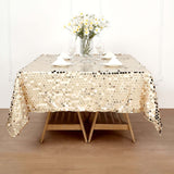 72" x 72" Champagne Premium Big Payette Sequin Overlay