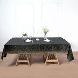 5 Pack Black Rectangle Plastic Table Covers with Gold Confetti Dots, 54x108inch PVC Waterproof