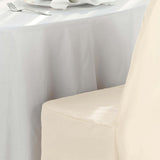 Beige Polyester Banquet Chair Cover, Reusable Stain Resistant Slip On Chair Cover