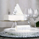 Silver Foil White Airlaid Soft Linen-Feel Paper Dinner Napkins, Disposable Hand Towels - Scroll