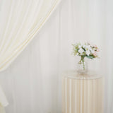 10ft Ivory Dual Layered Sheer Chiffon Polyester Backdrop Curtain With Rod Pockets
