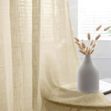 2 Pack | Handmade Ivory Faux Linen Curtains 52x84inch Curtain Panels With Chrome Grommets