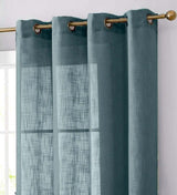 2 Pack | Handmade Blue Faux Linen Curtains 52x64inch Curtain Panels With Chrome Grommets