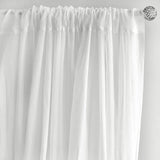 White Fire Retardant Sheer Organza Premium Curtain Panel Backdrops With Rod Pockets - 10ftx10ft