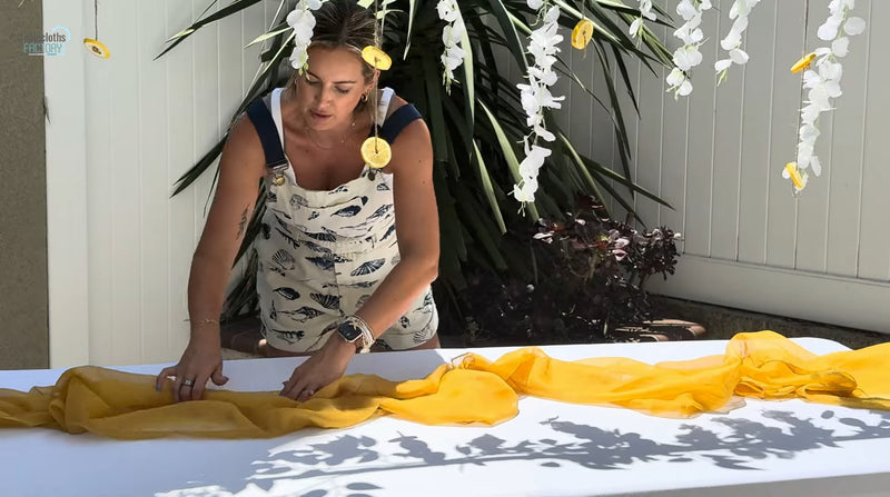 Amalfi Coast summer table setup with yellow table runners