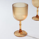 12 Pack Amber Gold Ribbed Reusable Plastic Wine Goblets