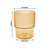 12 Pack Amber Gold Stackable Ribbed Reusable Plastic Tumblers, 7oz Shatterproof Short