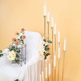 57inch Gold 12 Arm Cluster Taper Candle Holder With Clear Glass Shades, Large Candle Arrangement